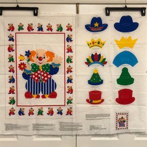 VINTAGE Colorful Clown Wall Hanging Project w/ Changeable Hats